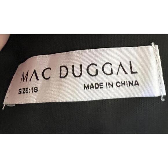 New Mac Duggal Jewel Encrusted Illusion Long Sleeve A Line Gown In Black Sz 16 - Picture 9 of 10